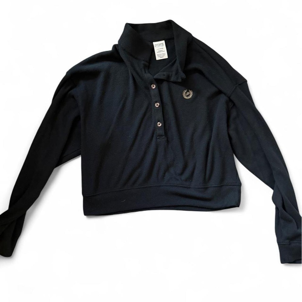 Victoria's Secret PINK black cropped long sleeve shirt